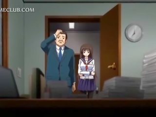 Anime mädchen im schule uniform treib groß schwanz