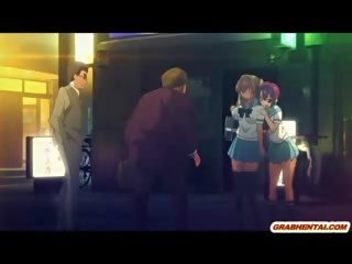 ボインの 日本語 アニメ 男女共学の tittyfucking と フェイシャル カミング