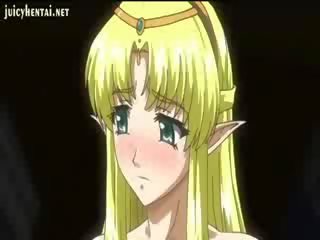 Hentaý elf rubbing her massive titties
