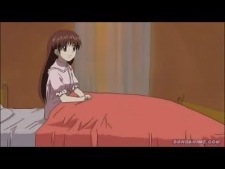 Aranyos hentai anime lány maszturbál és majd szivattyúzott