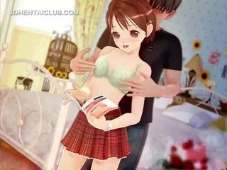 Delikat anime vajzë zhveshur për seks dhe cica ngacmohem