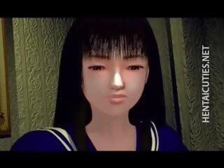 Si rambut coklat 3d anime cangkul mendapat celah disapu