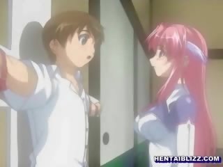 Captive hentai chłopak dostaje zasysane jego kutas przez paskudne hentai koedukacyjne dziewczyna