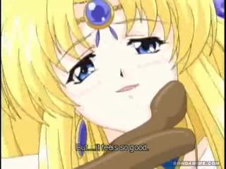 Blondt anime prinsesse stuck i sterk tentacles og blir fylt i hver hull