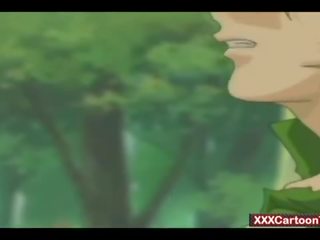 Elf hentai meisje geneukt in een magie bos