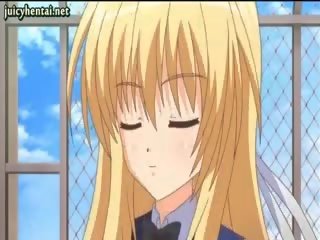 Blond anime süße tun footjob