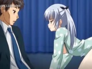 Fitte våt 3d anime sweetie sensually kyssing i seng
