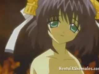 Vihreä tukkainen anime ladyboy helvetin a hottie chick`s tiukka siepata