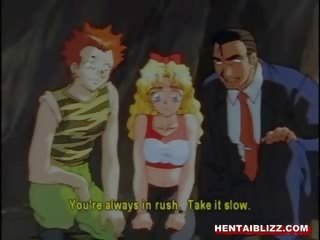Ξανθός/ιά hentai σκληρά γαμήσι από συμμορία σε ο cave