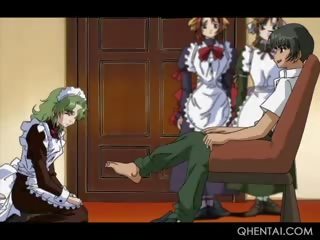 Hentai excited guy sexually abusing his manis maids