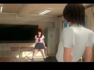 Si rambut merah anime cutie mengambil zakar/batang