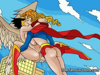 Beroemd tekenfilm superheroes porno parodie
