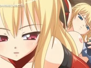 Tatlong-dimensiyonal anime animnapu't siyam may ginintuan ang buhok Mainit lesbiyan kabataan