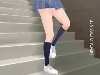 Ładniutka 3d anime dziewczyna mieć za mokre marzenie