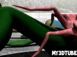 Varmt 3d alien babe får knullet hardt av en spider