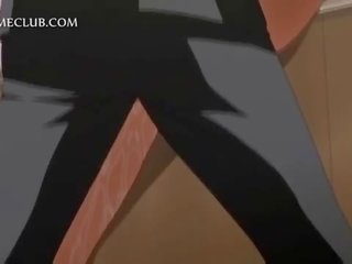 Shorthaired hentai prawan boobs teased by her hot gf