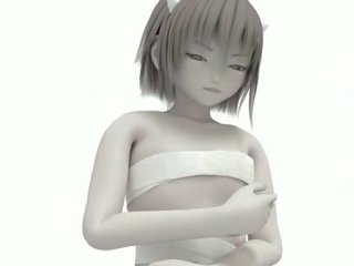 Sexy 3d anime meisje pose in haar lingerie