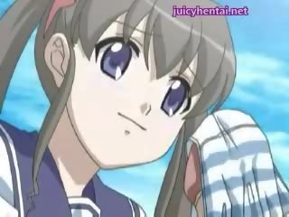 Csinos anime lány szerzés arcra élvezés
