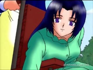 Anime lesbisk hotties kyssing og slikking fitte i bad