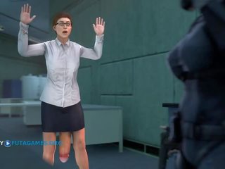 Futa with giant cock in office, gameplay episode