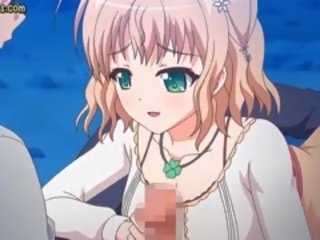 Anime zoçkë i dashuruar e shëndoshë kokosh me të saj gojë