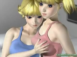 Animated blondes sharing a huge ireng jago