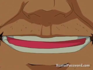 Fascinerende anime søta suging en massiv dong utendørs