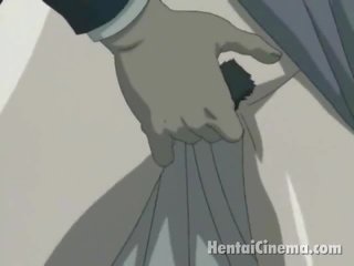 Nenásytný anime zvodkyne získavanie succulent rukávnik fingered a dildoed psie poloha